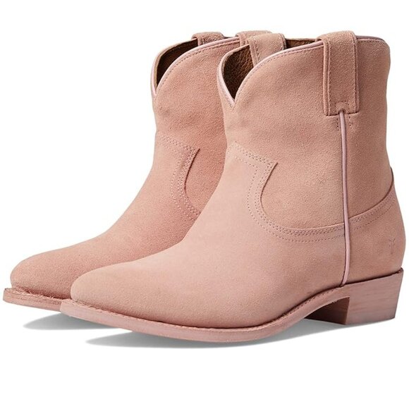 NEW FRYE Billy Short Suede Boots in dusty pink for women 925 13t7 - Picture 1 of 10